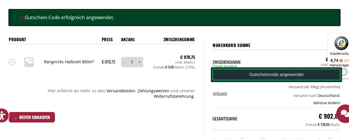 Bereinigter Prüfnachweis-Screenshot für Rasendoktor vom 19.10.2026, 22:01 Uhr
